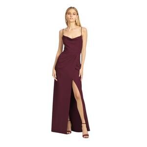 Sachin + Babi Size 16W NEW Stretch Crepe Paulina Formal Maxi Gown Deep Wine